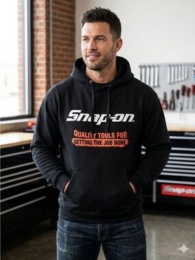 VINTAGE Snap-On Tools Black Hoodie Graphic Sweatshirt Workwear Streetwear xl